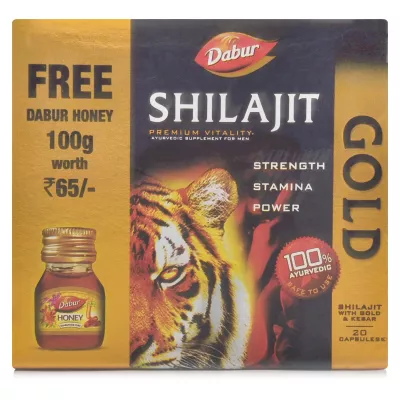 Dabur Shilajeet Gold (Free Dabur Honey 100gm) (20caps)