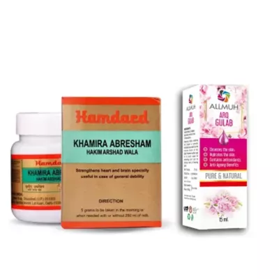 Hamdard Khamira Abresham Hakim Arshad Wala And Free Arq Gulab (1kg + 15ml) (1Pack)